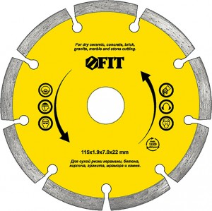 Диск алмазный 180х22,2 мм, сегментный, сухой рез FIT IT