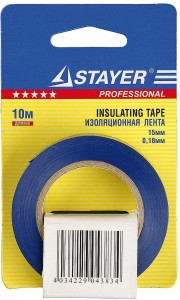 Изолента ПВХ, 15мм х 10м, синяя, на карточке STAYER