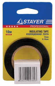 Изолента ПВХ, 15мм х 10м, черная, на карточке STAYER