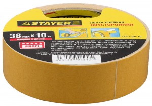 Лента клеящая, 38мм х 10м, двухсторонняя STAYER