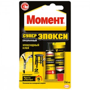 Клей эпоксидный, 2х6 мл, МОМЕНТ Супер Эпокси Прозрачный