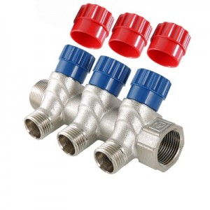 Коллектор с регулирующими вентилями, 1"х2 вых., 1/2" нар. VALTEC
