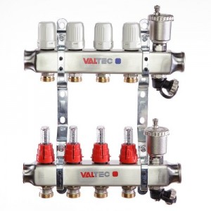 Коллекторная группа со встроенными расходомерами, 1"х8 вых., Евроконус 3/4" VALTEC