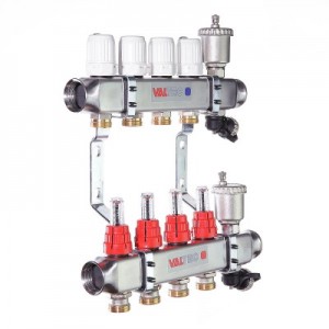 Коллекторная группа со встроенными расходомерами, 1"х8 вых., Евроконус 3/4" VALTEC