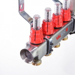 Коллекторная группа со встроенными расходомерами, 1"х8 вых., Евроконус 3/4" VALTEC