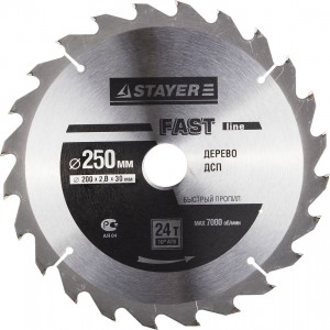 Диск пильный, 250х24Тх32, дерево STAYER "FAST Line"