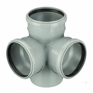 Крестовина ПНД 110х110х110-87* двухпл. серая