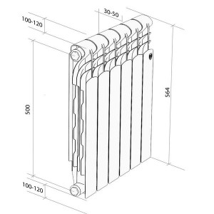 Радиатор биметалл 500/ 80,  6 сек. ROYAL THERMO Revolution
