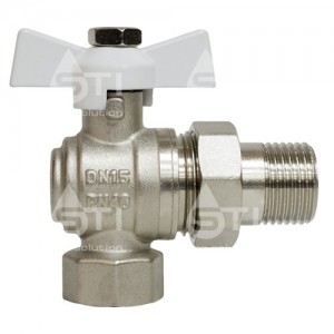 Кран шар. баб. 3/4", гайка-"американка", вода, угловой STI