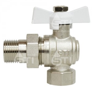 Кран шар. баб. 1", гайка-"американка", вода, угловой STI