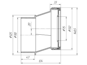 Эксцентрик для унитаза 20 мм, жесткий, с выпуском 110 мм