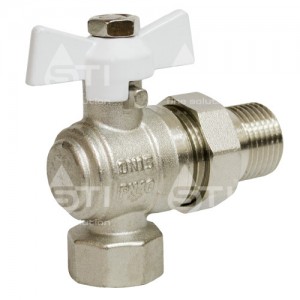 Кран шар. баб. 1/2", гайка-"американка", вода, угловой STI