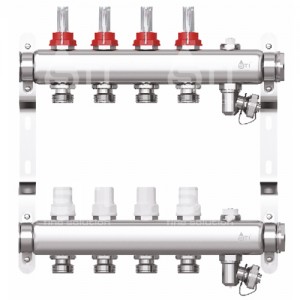 Коллекторная группа со встроенными расходомерами, 1"х4 вых., Евроконус 3/4" STI