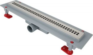 Трап линейный 850 мм, сухой, выпуск 40 мм, нержавеющая решетка Риф, глянец АНИПЛАСТ