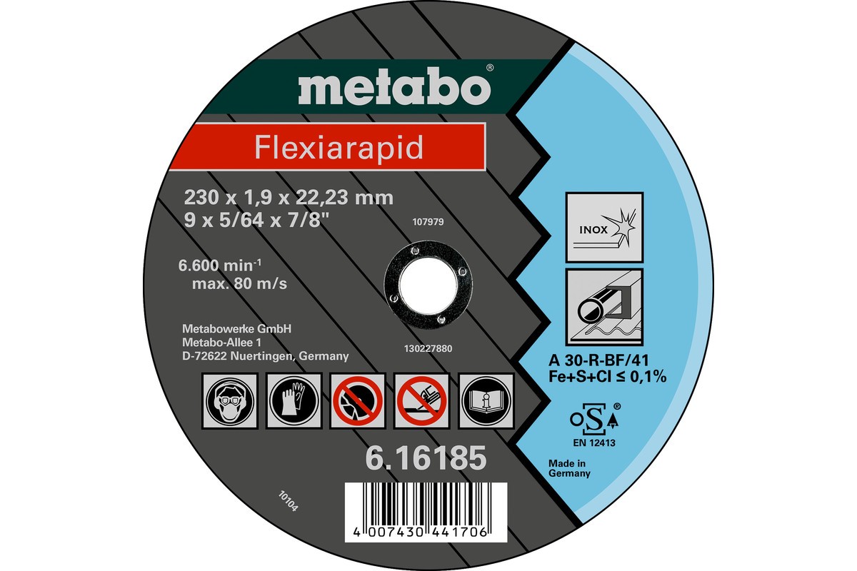 Круг отрезной, 125х1,6х22,2 мм, по металлу и нержавеющей стали METABO Flexiarapid
