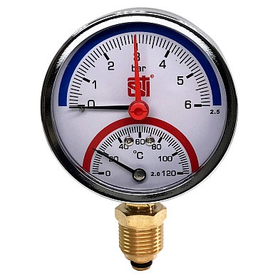 Термоманометр  80 мм,  6 bar, 120 град. 1/2", радиальный STI