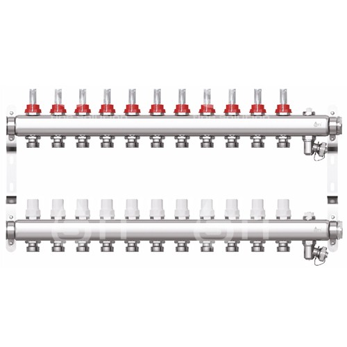 Коллекторная группа со встроенными расходомерами, 1"х11 вых., Евроконус 3/4" STI