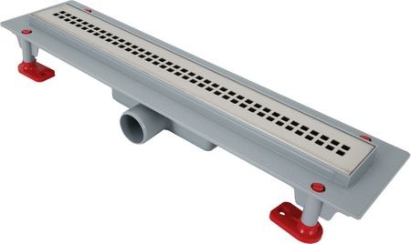 Трап линейный 850 мм, сухой, выпуск 40 мм, нержавеющая решетка Риф, глянец АНИПЛАСТ