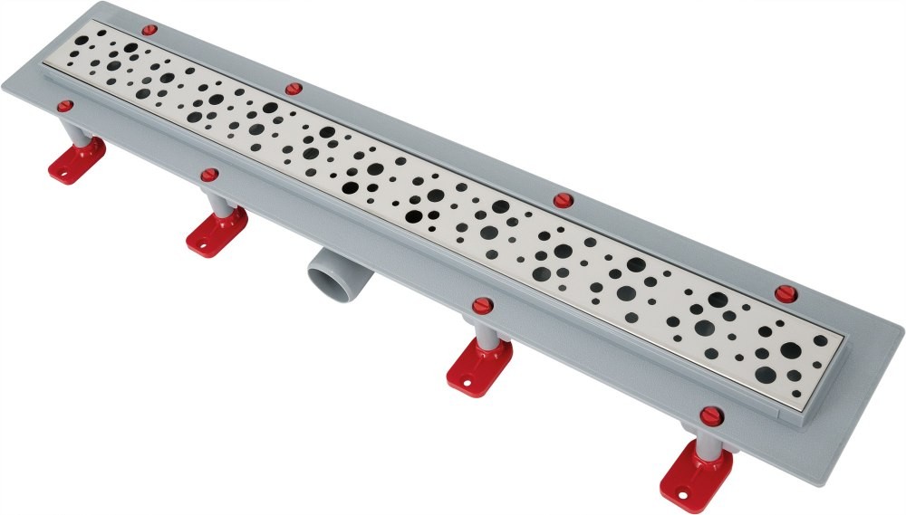 Трап линейный 650 мм, сухой, выпуск 40 мм, нержавеющая решетка Бриз, глянец АНИПЛАСТ