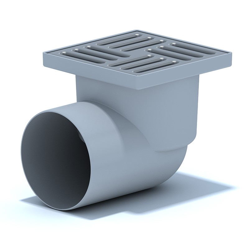 Трап горизонтальный 110, нержавеющая решетка 150х150 мм, сухой АНИПЛАСТ