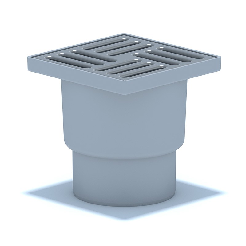 Трап вертикальный 110, нержавеющая решетка 150х150 мм, сухой АНИПЛАСТ