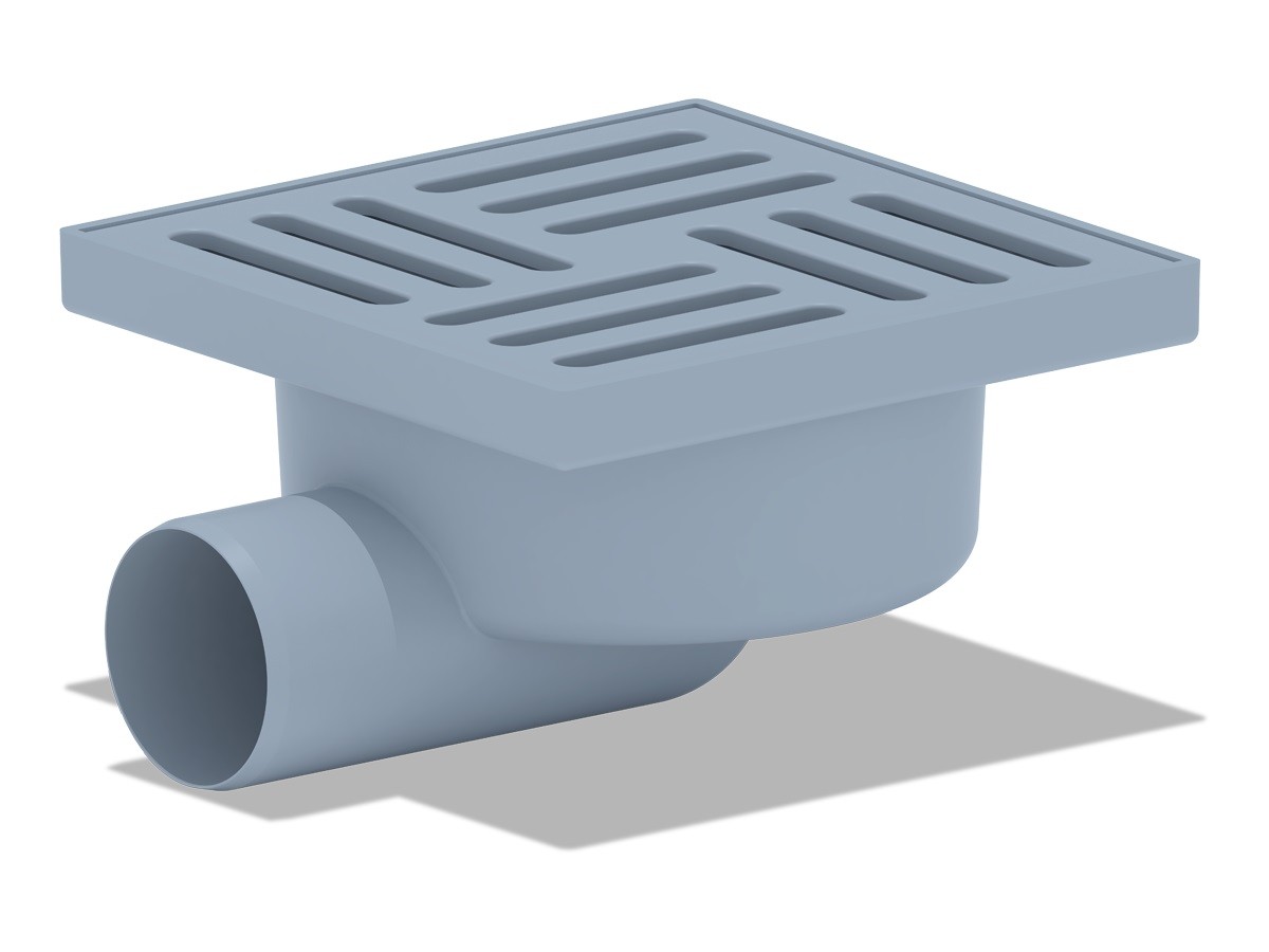 Трап горизонтальный 50, пластиковая решетка 150х150 мм АНИПЛАСТ