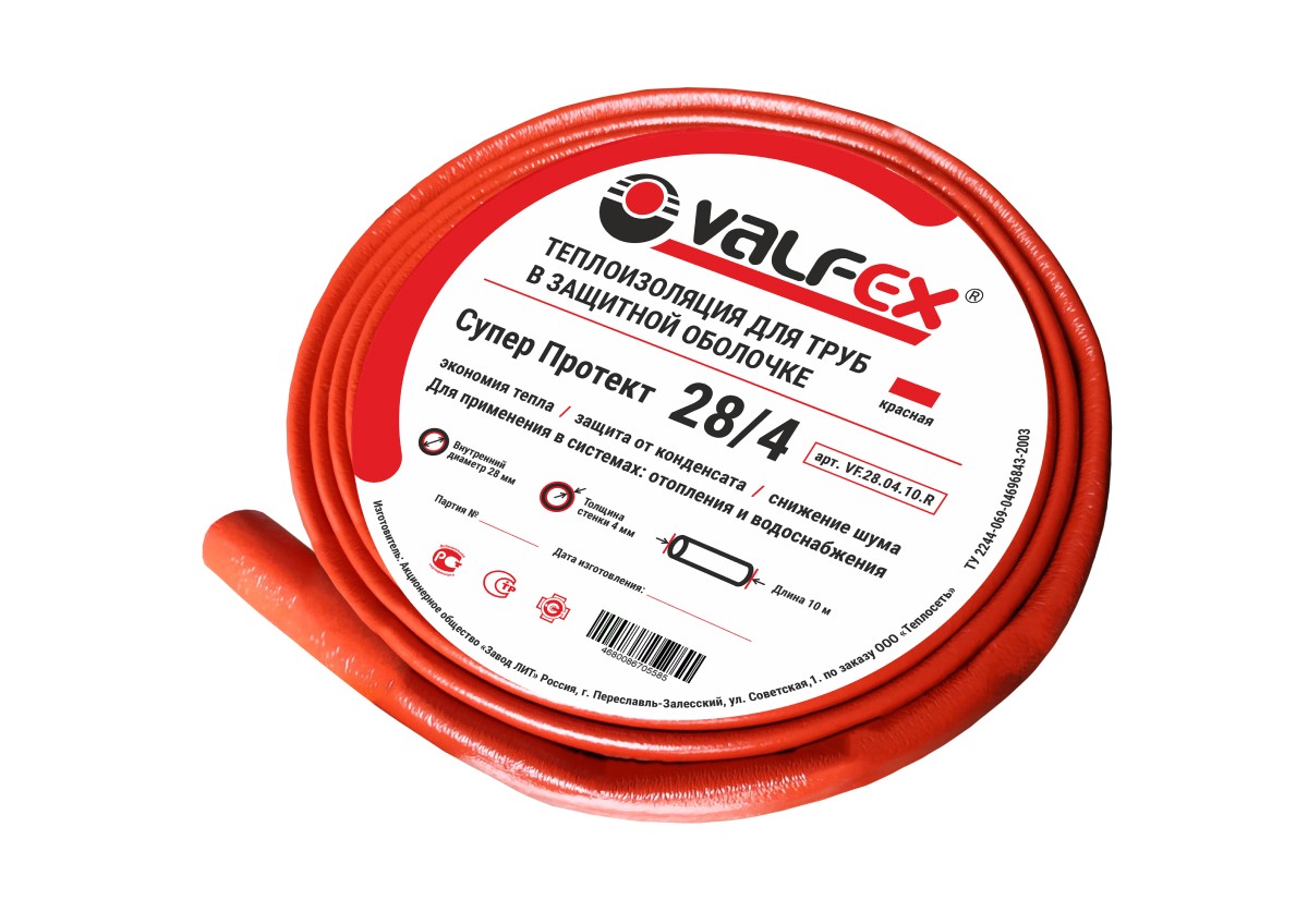 Теплоизоляция 18/4 мм, 10м, красная VALFEX