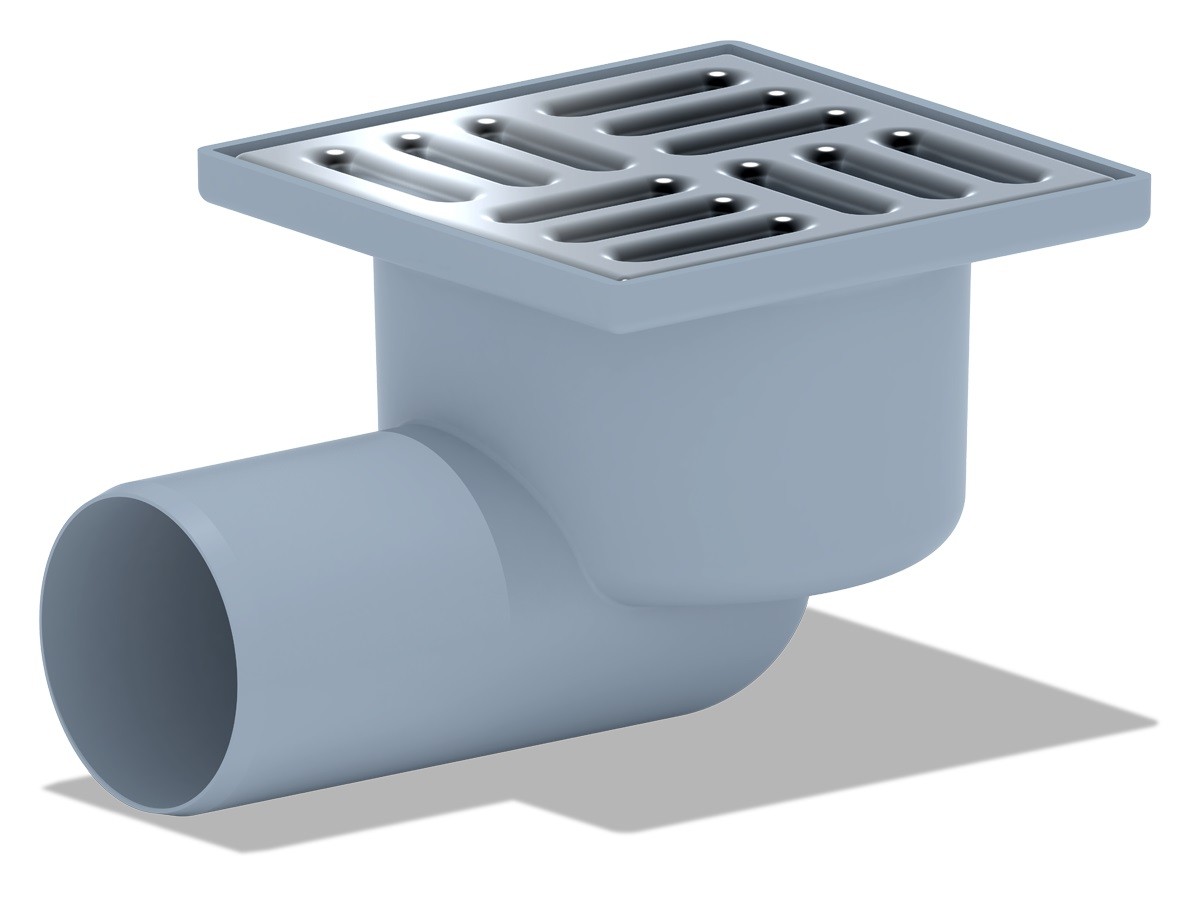 Трап горизонтальный 50, нержавеющая решетка 100х100 мм АНИПЛАСТ